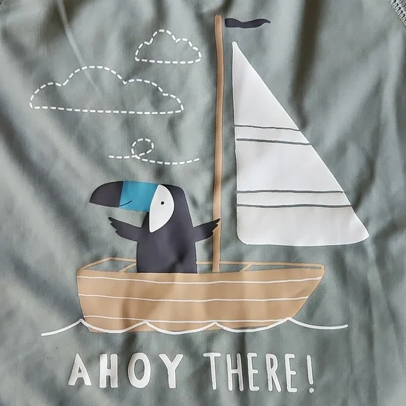 GUC Carter's Ahoy There! Toucan Sailboat Swim Set Rash Guard Size 18-24 Months - Picture 5 of 10